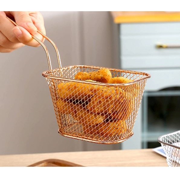 French Fries Basket Portable Stainless Steel Chips Mini Frying Basket Strainer Fryer Kitchen Cooking Basket Acces(2476L) - Image 2