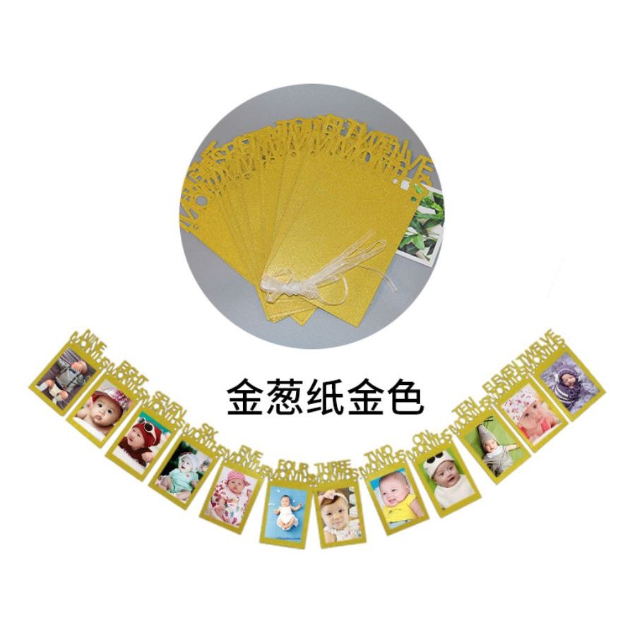 Photo wall decorations diy photo flag one month to twelve months baby child birthday party banners (363L) - Image 9
