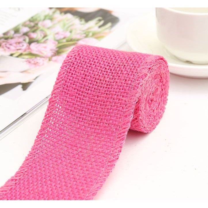2yar/lot 6cm Wide Jute Cloth Roll Colorful DIY Handmade Wedding Party Supplies Crafts Linen Volume Burlap Ribbon (2489L) - Image 15