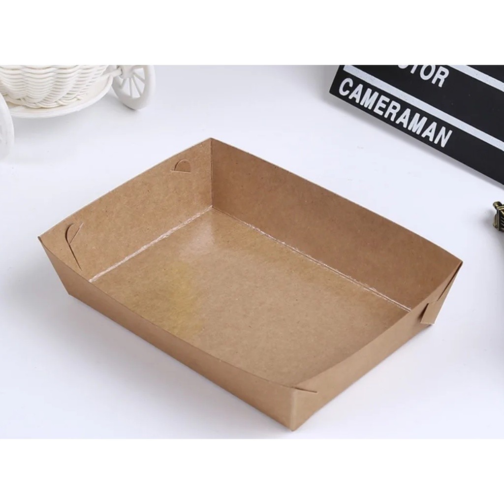 1pc New Party Supply For Snack Food Kraft Paper Food Tray Packing Box Packing Case Boat Shaped一次性淋膜纸船盒烘焙包装防油(2683L) - Image 6
