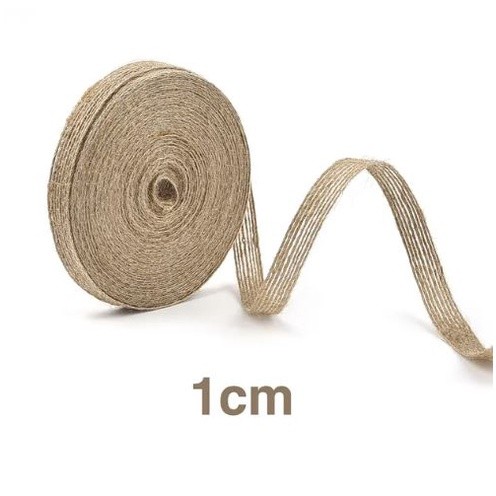1cm/2cm Natural Vintage Jute Burlap Ribbon Roll Yellow Linen Rope DIY Decorative Party Bow Christmas Handmade (2496L) - Image 7