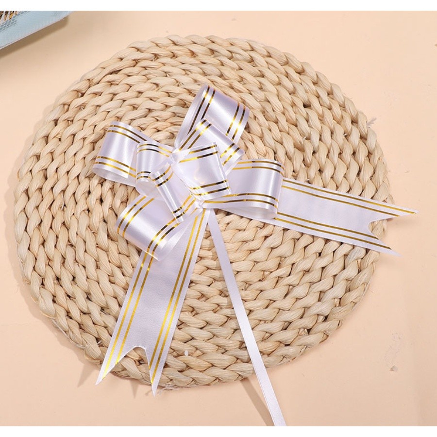 10pcs 3cm Ribbon (Gold) Christmas Gift Wrap Pull Bows Gift Ribbons Happy New Year Birthday Party Wedding Car Decor(465L) - Image 11
