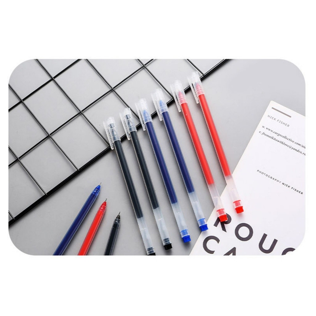 1pc 0.5mm Black Red Blue Gel Pens for Writing Office Accessories Stationery School Supplies Exam Signature 中性笔(2369L)