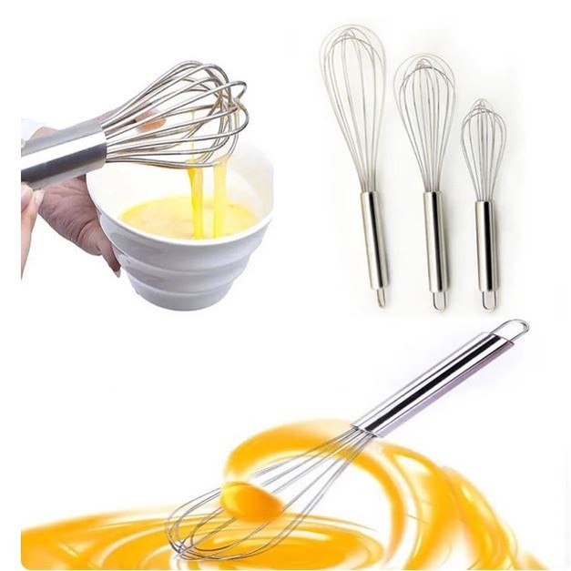 8/10/12inches Stainless Steel Balloon Wire Whisk Manual Egg Beater Mixer Kitchen Baking Utensil Milk Cream Butter(2464L) - Image 3