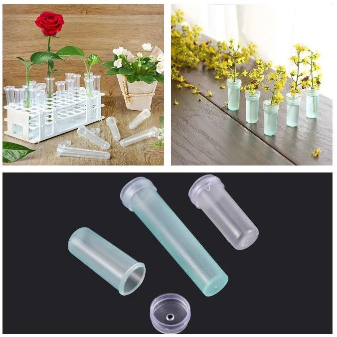 7.3cm Plastic Flower Nutrition Tube With Cap Fresh Flower Water Storage Tube Plant Fresh-keeping Culture (2510L)