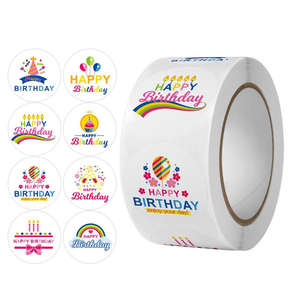 500pcs Adorable Round Happy Birthday Sticker In Designs Kawaii Stationery Cute Things Love 生日祝福贴纸 (2432L) - Image 14