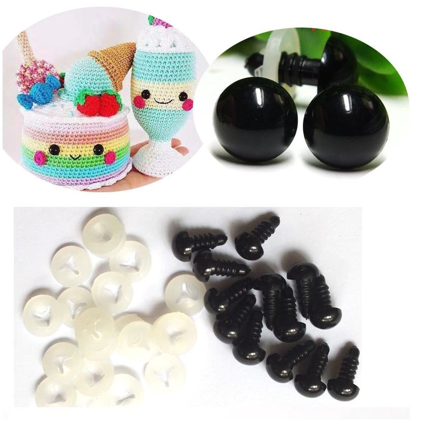 6/8/10/12mm DIY Black Plastic Safety Eyes Toy For Teddy Bear Doll Accessories Animal Making Craft (1458L)