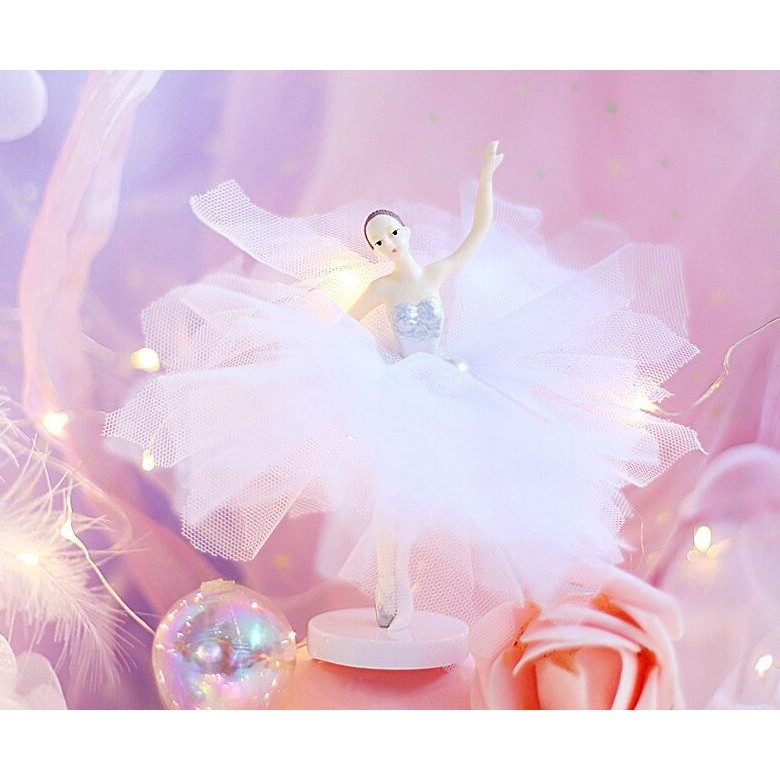 Romantic Chiffon Yarn skirt Ballet Girls Lace Flower Acrylic Cake Topper Happy Birthday Wedding Party Decoration(800L) - Image 6
