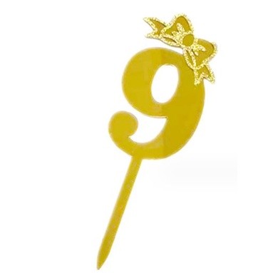 18cm Number 0-9 Acrylic Gold Glitter Ribbon Cake Toppers For Kids Womens Mens Birthday Party Cake Decoration (2605L) - Image 10