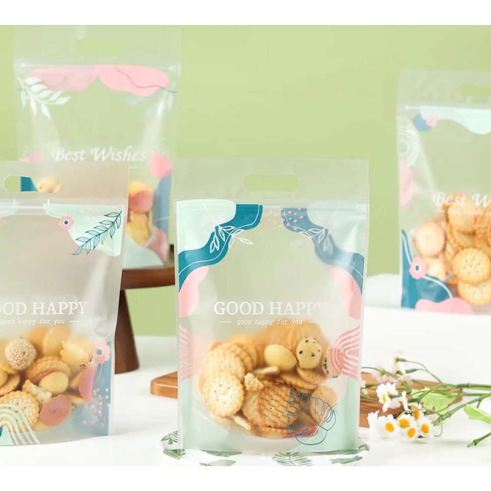 5Pcs Plastic Stand-Up Nougat Snow Flakes Zipper Ziplock Bag Food Packaging New Year Beef Biscuits Candy Hand Bags(1275L) - Image 3