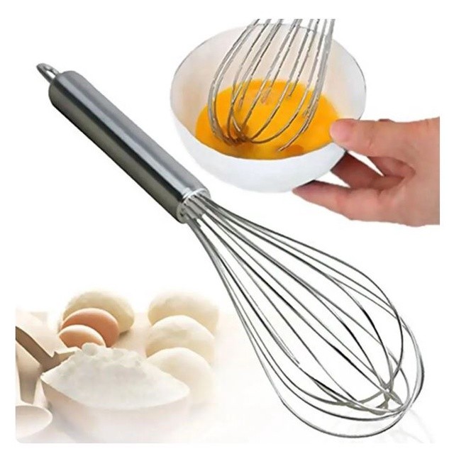 8/10/12inches Stainless Steel Balloon Wire Whisk Manual Egg Beater Mixer Kitchen Baking Utensil Milk Cream Butter(2464L)