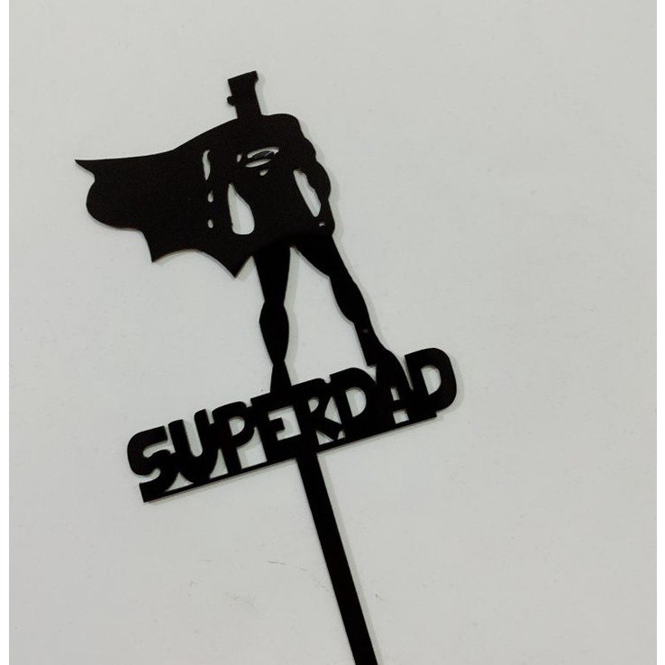 Black Gold Acrylic My Hero Super Dad Happy Birthday Fathers Day Cake Topper Super Hero Cake Decoration Family (822L) - Image 9