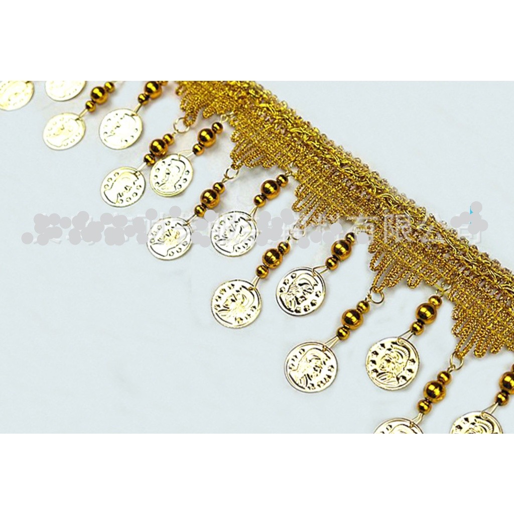 1yard 30mm~85mm Gold and silver lace with bell and coin Lace Trims Wedding Lace Fabric DIY Fringe 金币铃铛吊坠花 (1565L) - Image 7