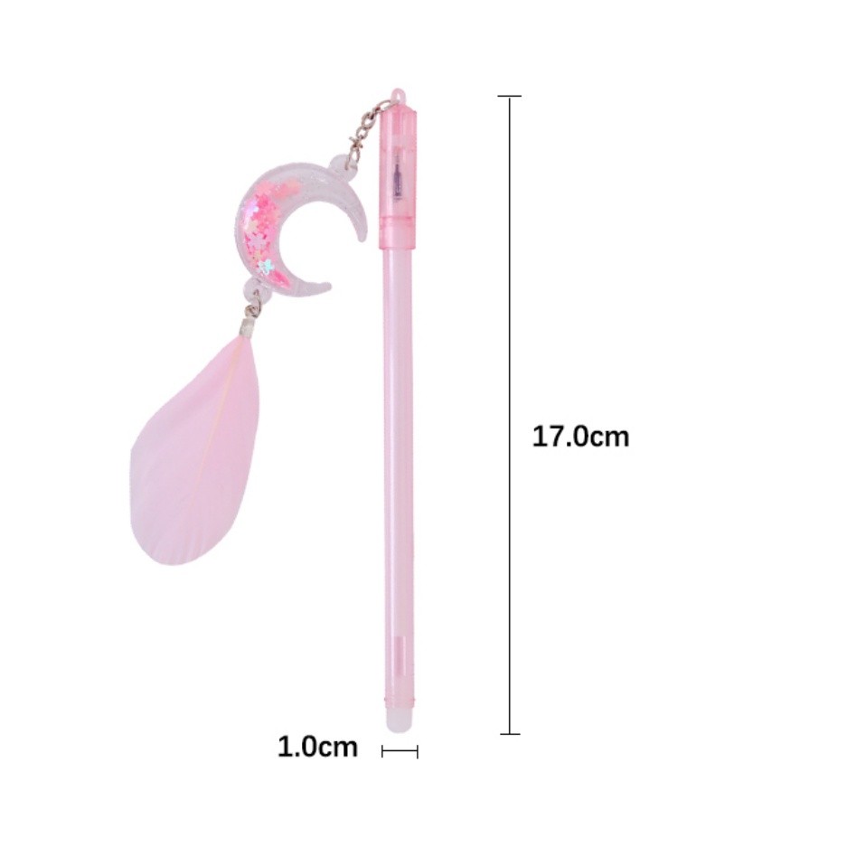 1pc 0.5mm Sequin Feather Moon Pendant Black ink Gel Pen Net Red Girl Student Stationery Water-based 笔创意可爱笔(2352L) - Image 7