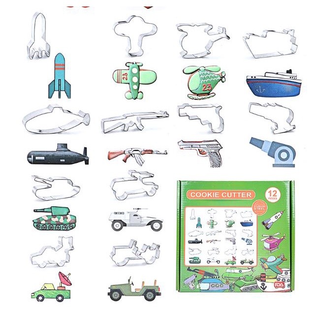 12pcs set Stainless Steel Dinosaur Fruit Fish Musical Cookie Cutter Moulds Biscuit Mold Kids Baking Tool (2376L) - Image 12
