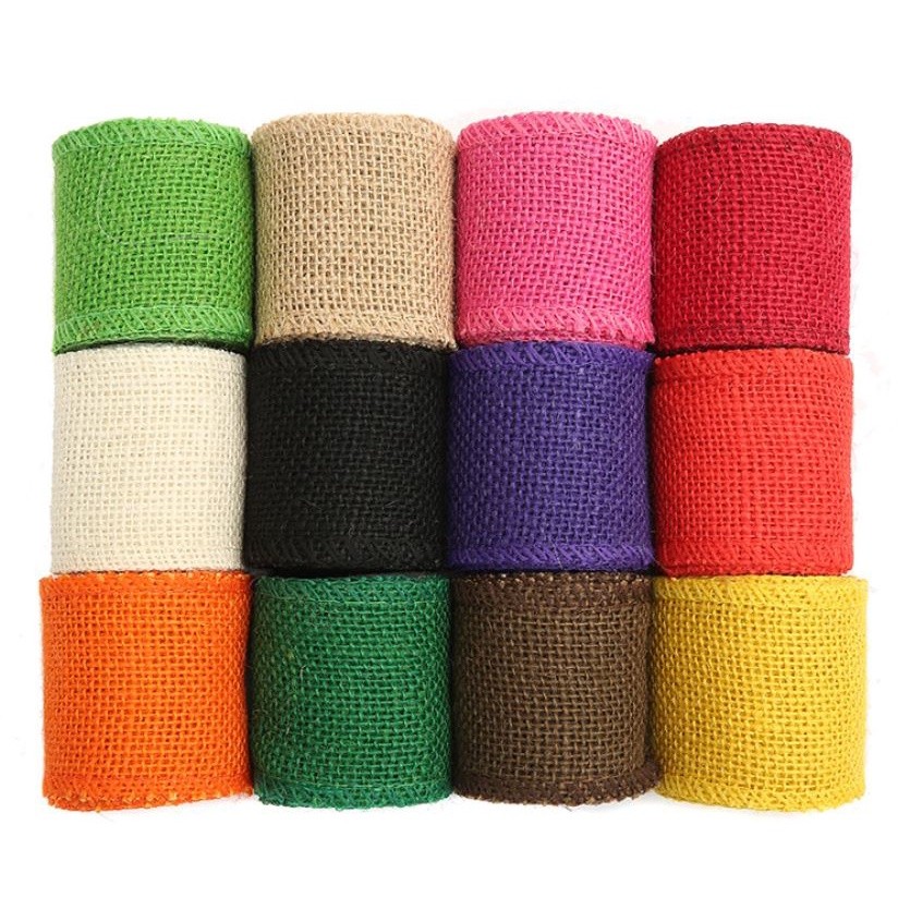 2yar/lot 6cm Wide Jute Cloth Roll Colorful DIY Handmade Wedding Party Supplies Crafts Linen Volume Burlap Ribbon (2489L) - Image 3