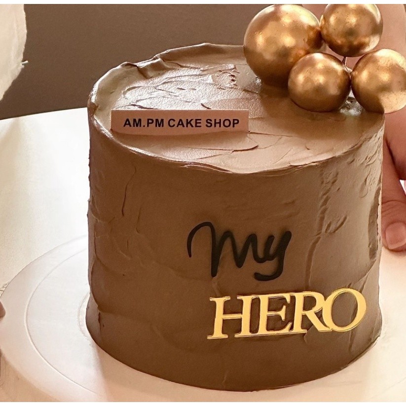Black Gold Acrylic My Hero Super Dad Happy Birthday Fathers Day Cake Topper Super Hero Cake Decoration Family (822L) - Image 4