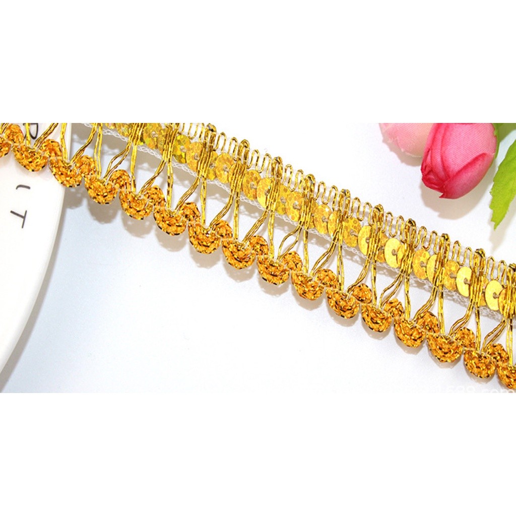 1yard 2.5cm Gold Crochet Bobbin Lace For Dress Vintage Decoration Dance Stage Ribbon Braid Embroidery Trims 金银丝花边(2672L) - Image 4