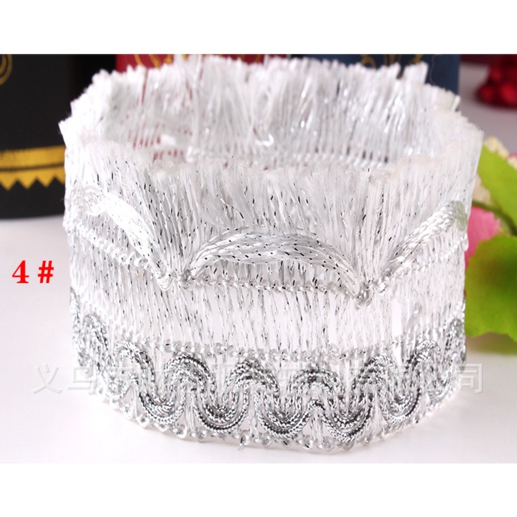1yard 3.8/5.5cm European and American style small row to be mixed color tablecloth curtain row to fringed 欧美金银丝花边(2674L) - Image 5