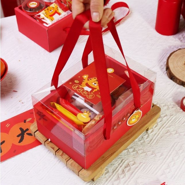 1pcs Red Transparent Box Birthday Wedding Party New Year Gift Handmade Cookies Candy Packaging Decoration (2677L) - Image 3