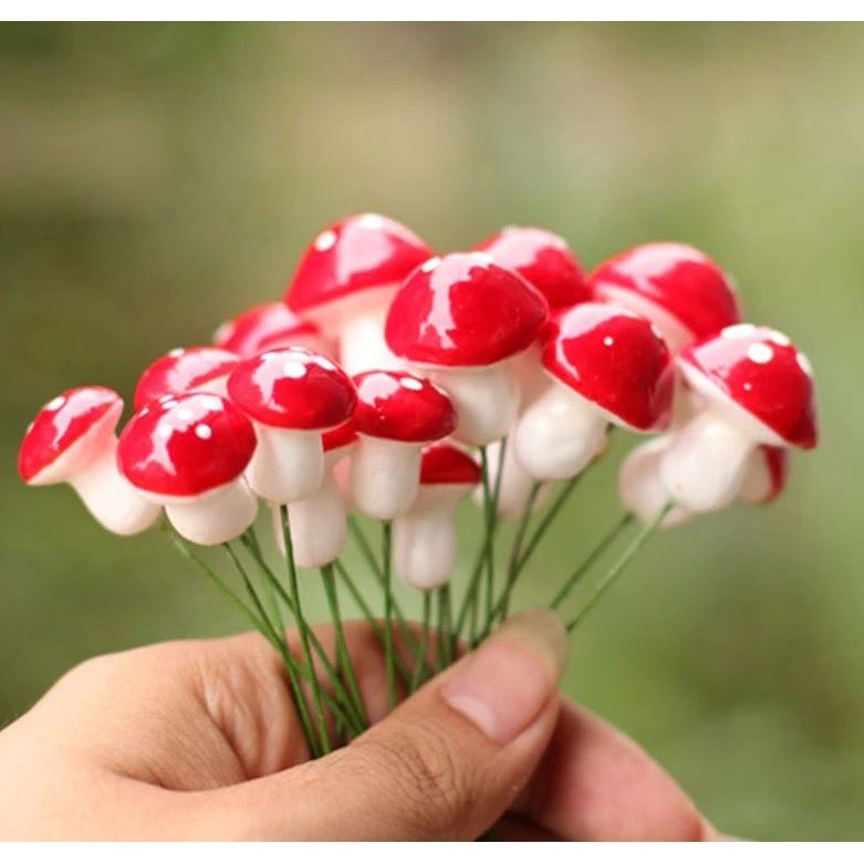 20/35mm Multi color Mini Mushroom Garden Ornament Miniature Plant Pots Fairy DIY Dollhouse 泡沫小蘑菇 (1181L)