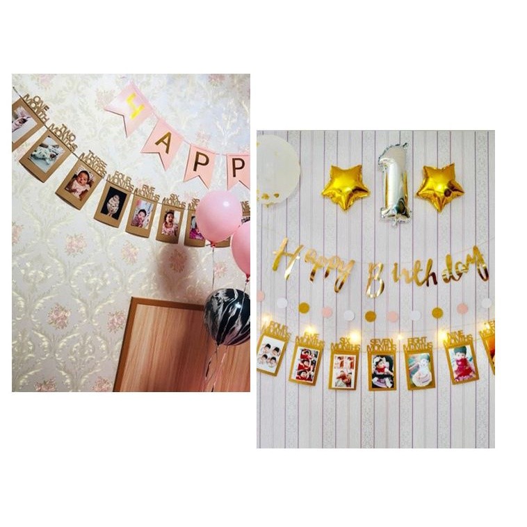 Photo wall decorations diy photo flag one month to twelve months baby child birthday party banners (363L) - Image 3