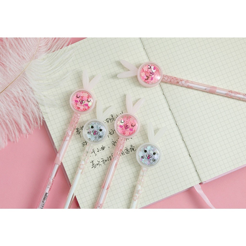 1pc Cartoon Creative Bunny Ears Sequin Gel Pen Signature Pen Lovely Student Examination Writing Pen创意可爱笔卡通笔(2343L) - Image 9