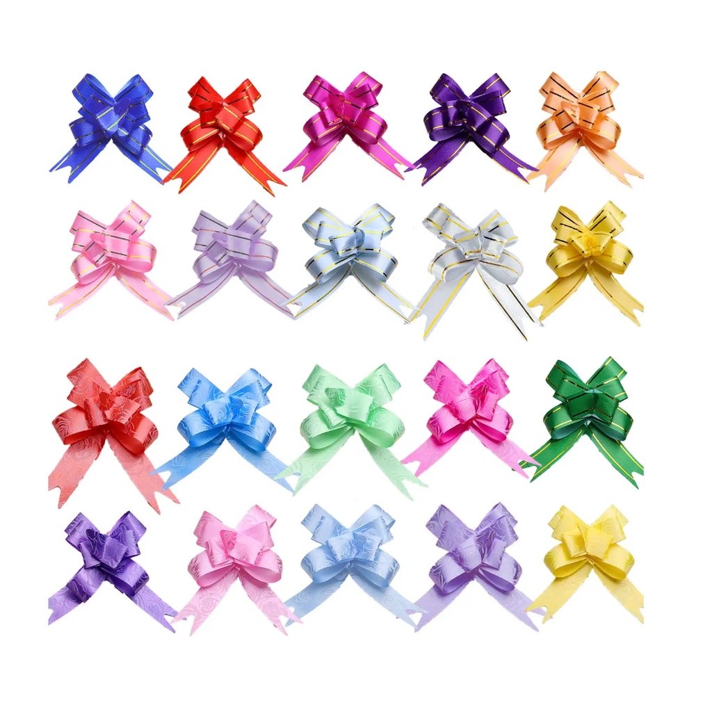 10pcs 1.5cm Pull Bows Flower Ribbon For Wrapping Gift Decorate Wedding Car Party Christmas Birthday 小号手拉花(468L)