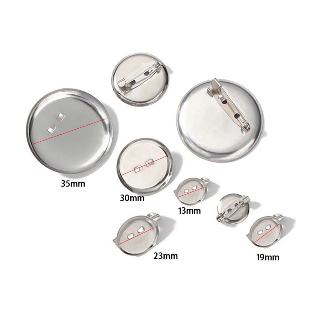 10pcs Metal Brooch Clasps Pin Disk Pad Bezel 2cm~3cm Blanks Cabochon Base Trays with Pin Clip 形金属胸针(340L) - Image 3