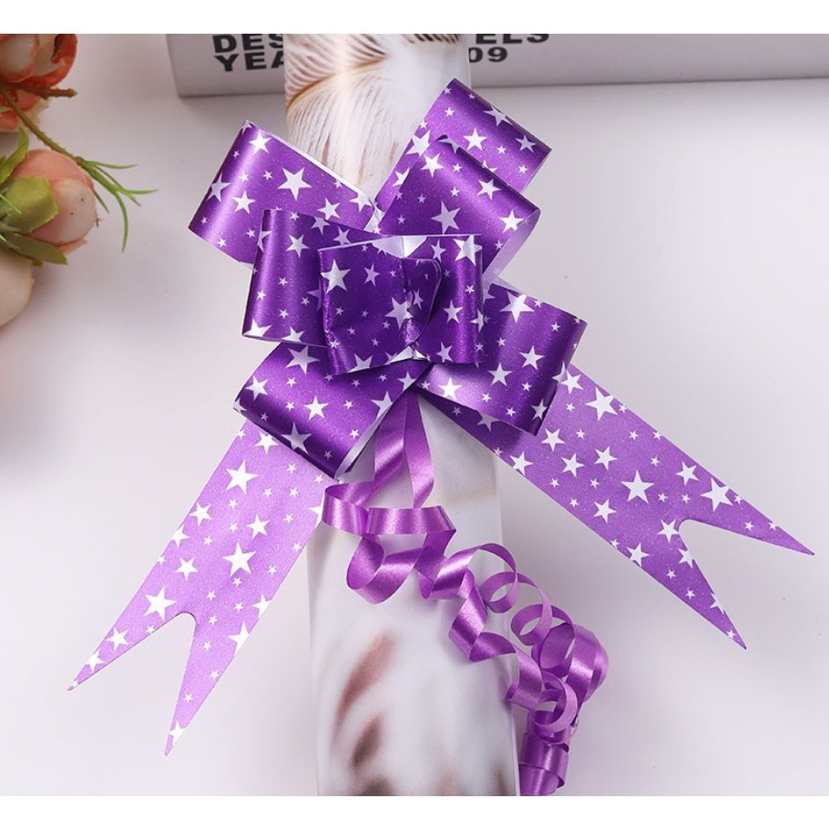 10pcs 30mm Medium Size (Star) Pull Flower Bow knot Pull Bow Gift Ribbons Flower Wrappers 蝴蝶结手拉花(2771L) - Image 8