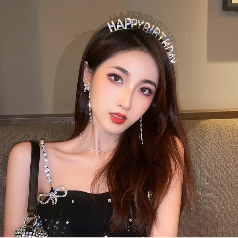 Happy Birthday European And American Birthday Party Headgear Headband Female Letters Happy Birthday 水钻生日快乐发箍(2559L) - Image 3