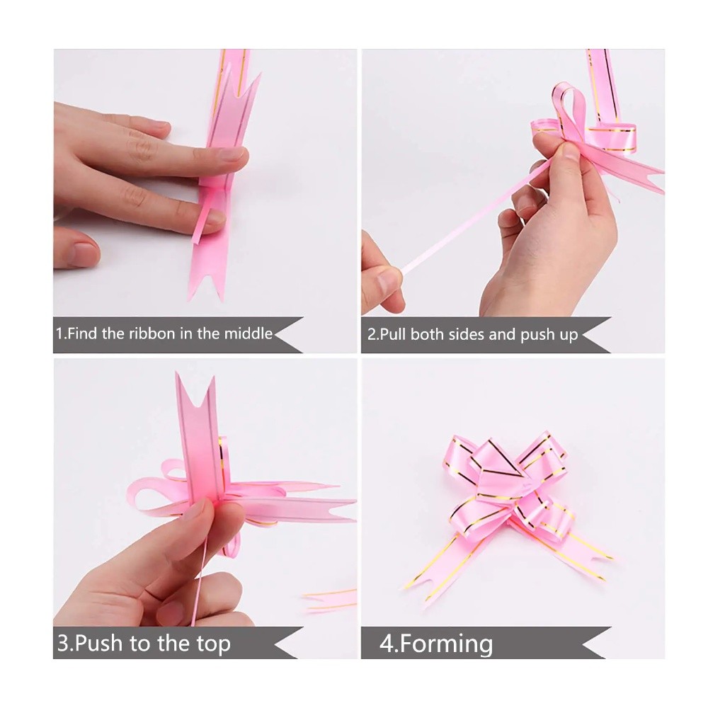 10pcs 1.5cm Pull Bows Flower Ribbon For Wrapping Gift Decorate Wedding Car Party Christmas Birthday 小号手拉花(468L) - Image 6