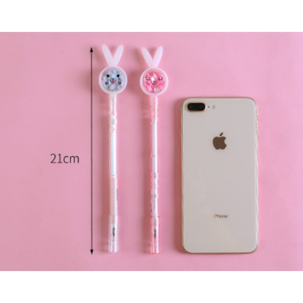 1pc Cartoon Creative Bunny Ears Sequin Gel Pen Signature Pen Lovely Student Examination Writing Pen创意可爱笔卡通笔(2343L) - Image 2