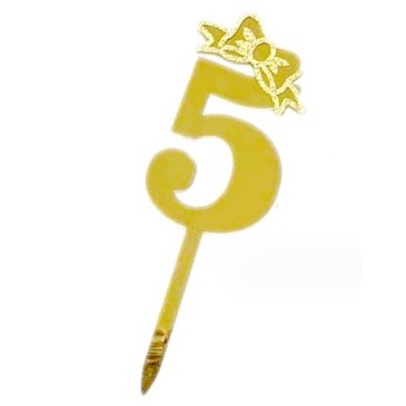 18cm Number 0-9 Acrylic Gold Glitter Ribbon Cake Toppers For Kids Womens Mens Birthday Party Cake Decoration (2605L) - Image 8