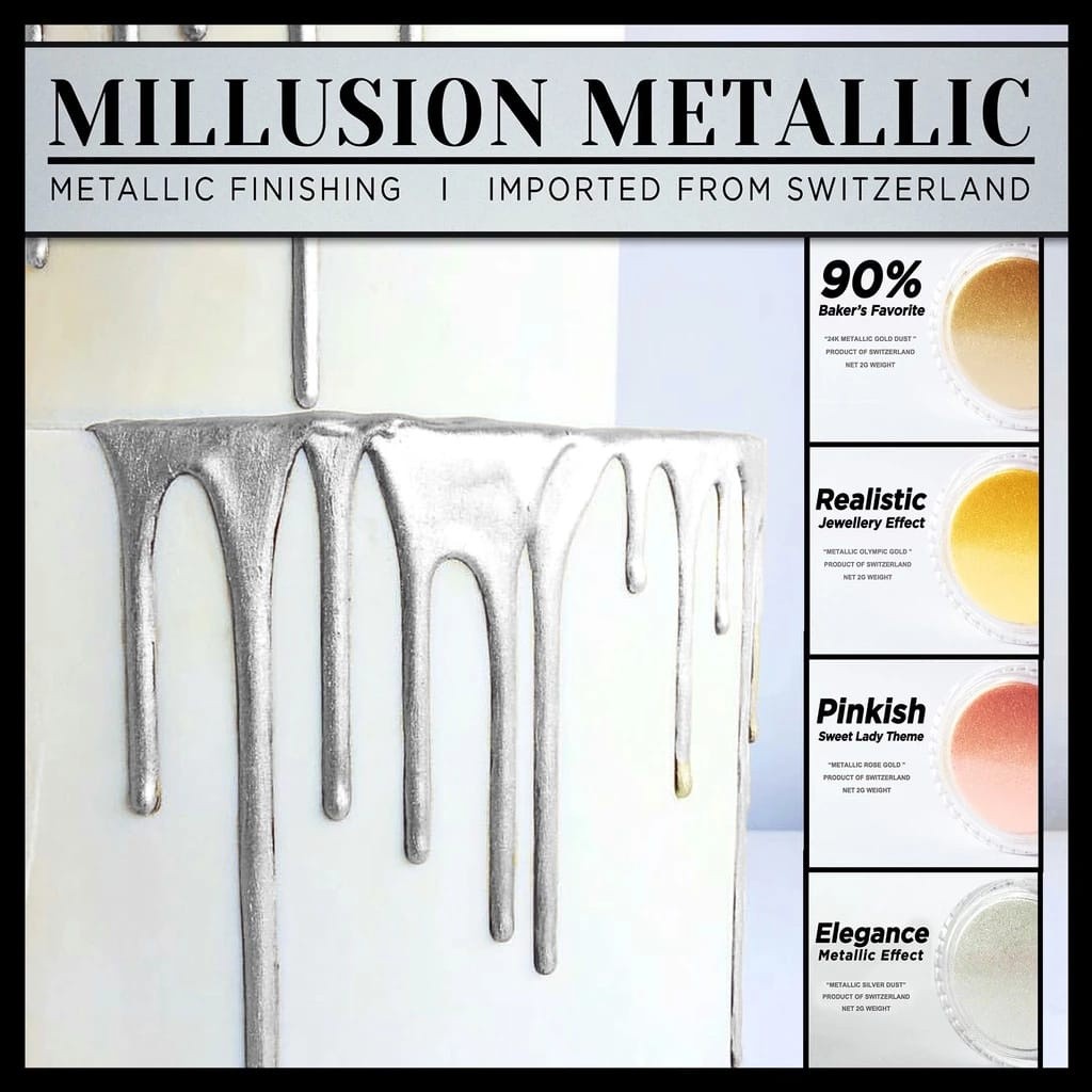 (2g) Millusion 24K Metallic Edible Gold Dust for Cake and Dessert Pewarna Makanan Serbuk Emas Kek Gold Powder (2618L) - Image 4