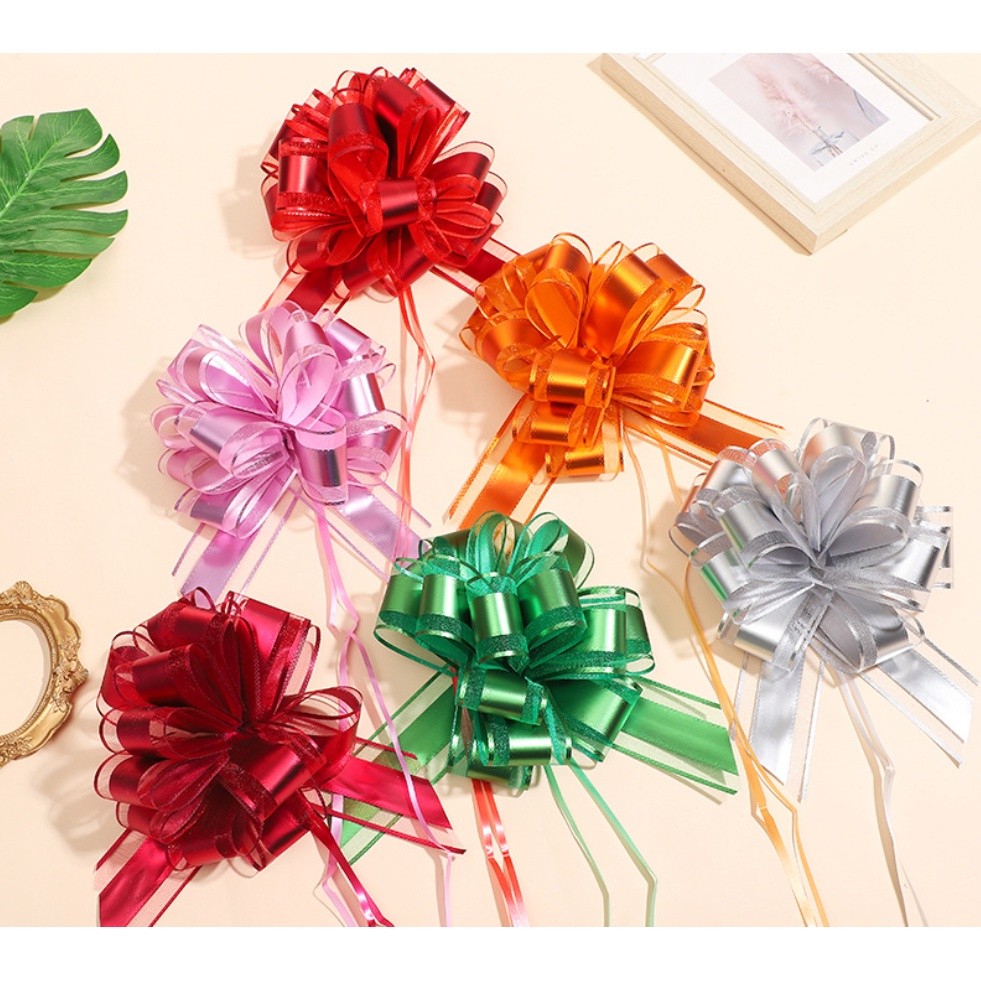 1pc 50# Flower Car Gifts Wedding Pull Bow Ribbons Wrap Packing Valentines Day Birthday 大号哑光金属色球花(2745L) - Image 3