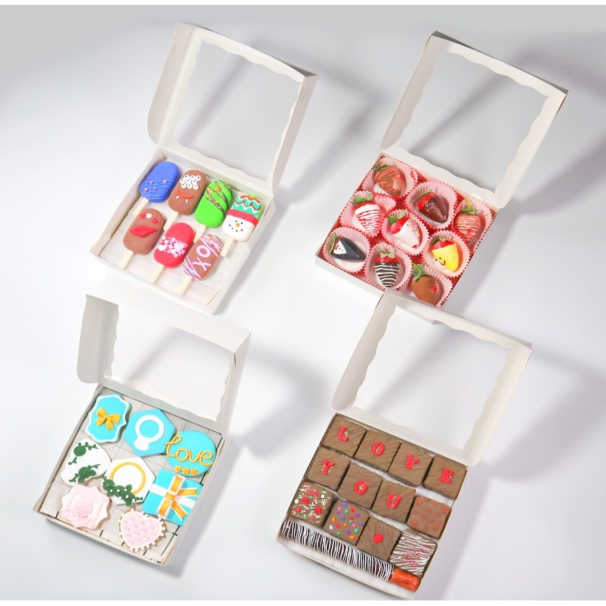 1pc Cookie Boxes, Bakery Boxes, Brown Kraft Cake Boxes with Window, for Pies, Donuts,Pastry, Baking Tools蛋糕盒(2290L)