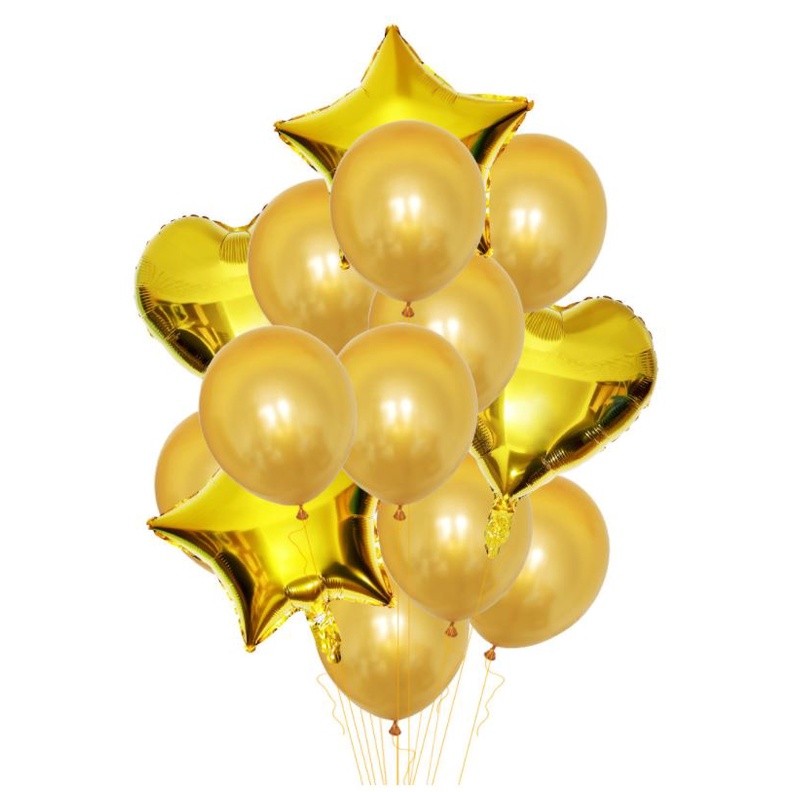 14pcs Foil Balloons Set 18inch Star Heart 12inch Latex Balloon Happy Birthday Party Decoration Wedding(1079L) - Image 4