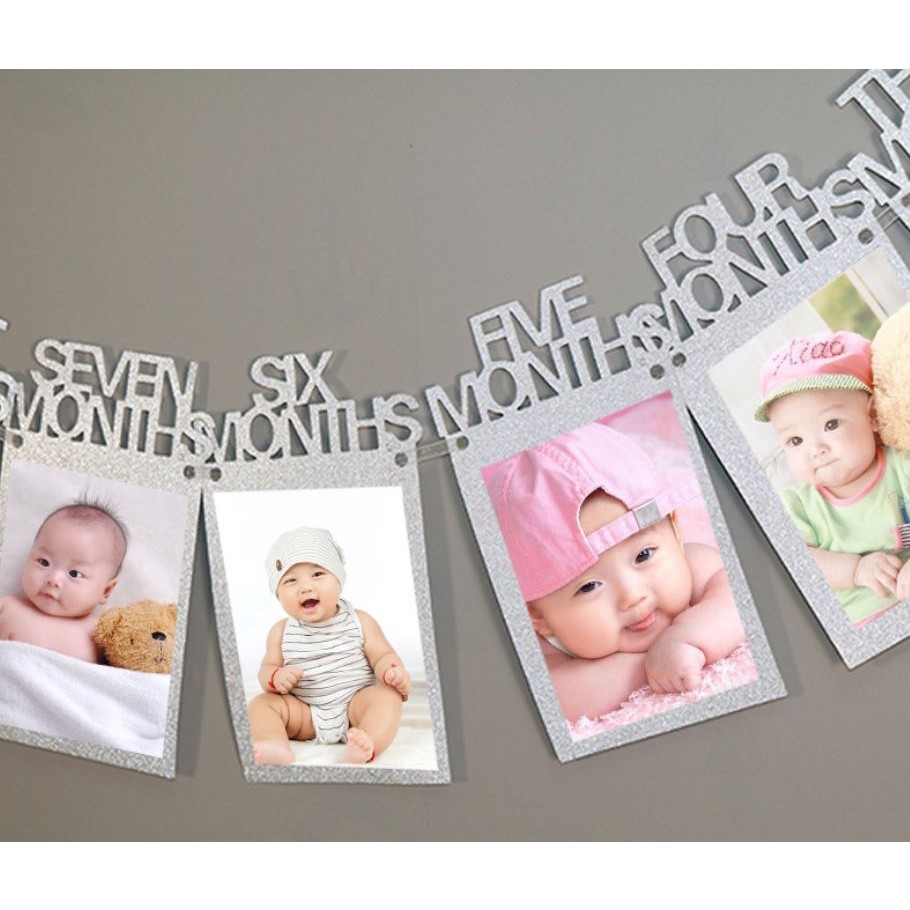 Photo wall decorations diy photo flag one month to twelve months baby child birthday party banners (363L) - Image 4