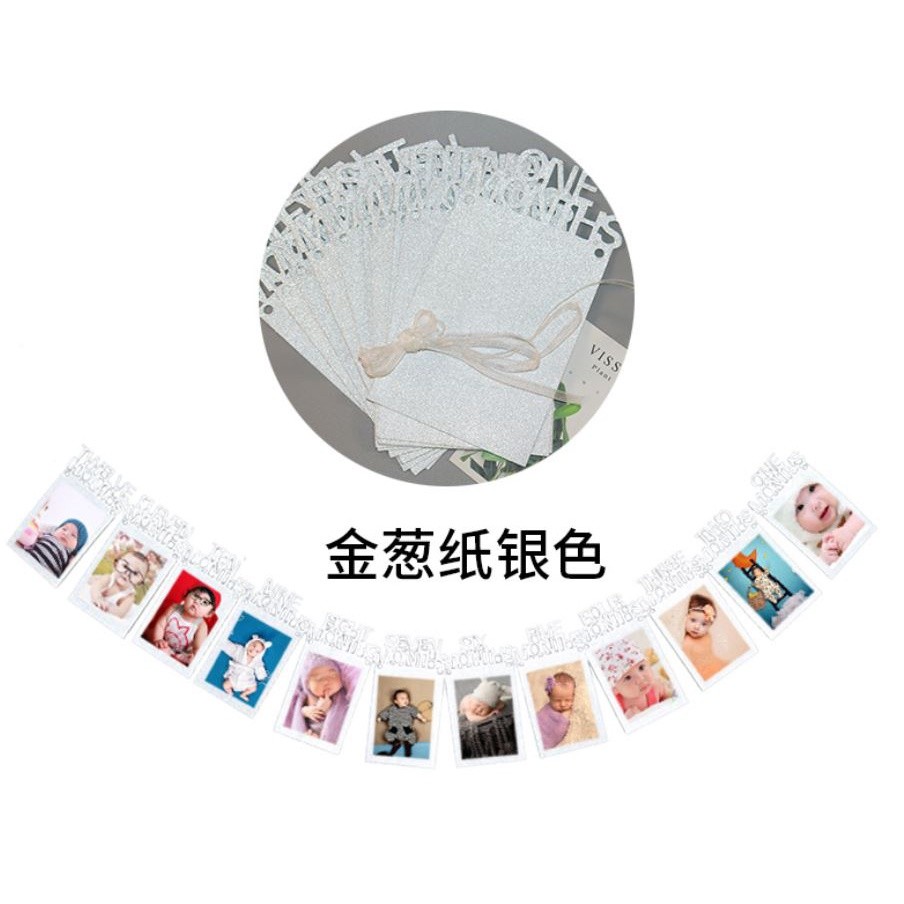Photo wall decorations diy photo flag one month to twelve months baby child birthday party banners (363L) - Image 11