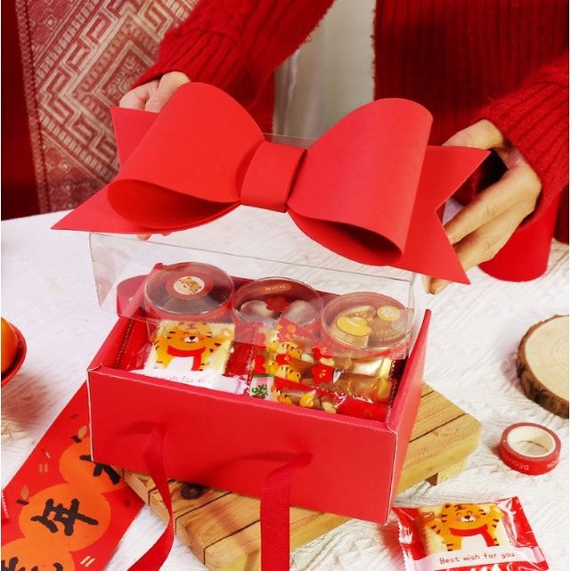 1pcs Red Transparent Box Birthday Wedding Party New Year Gift Handmade Cookies Candy Packaging Decoration (2677L) - Image 2