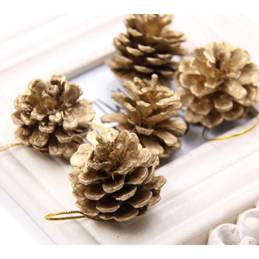 2pcs Christmas Tree Hanging Pine Cones Wood Pinecone Balls For Home Office Party Decorations Xmas Ornament(1076L) - Image 3