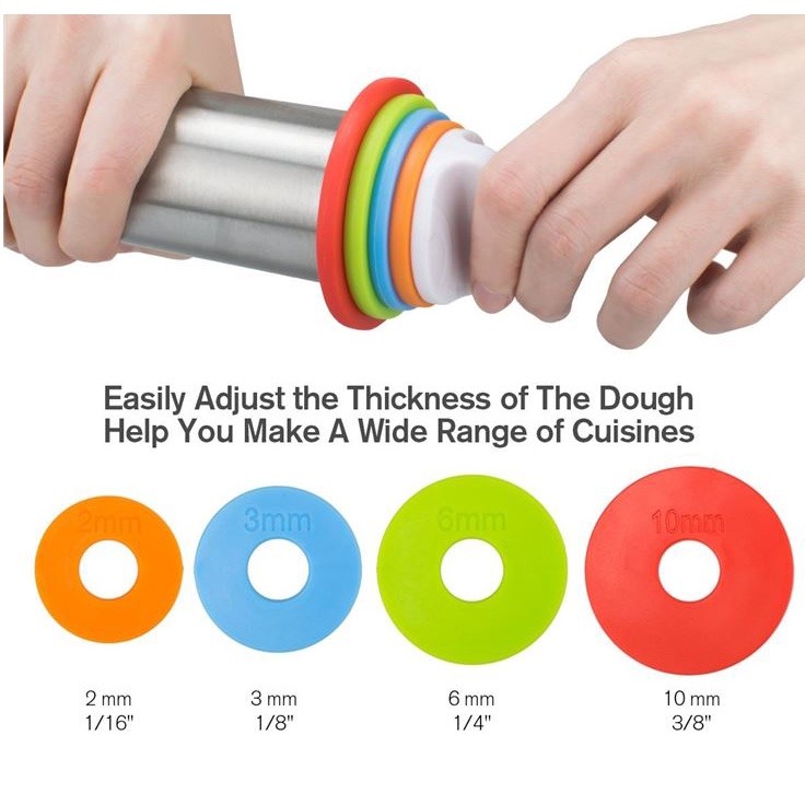 17inch Adjustable Stainless Steel Rolling Pin With Dough Mat Dough Roller with 4 Removable Adjustable Thickness (2455L) - Image 5