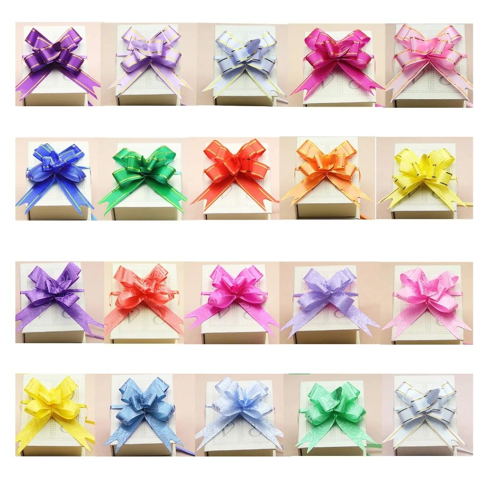 10pcs 1.5cm Pull Bows Flower Ribbon For Wrapping Gift Decorate Wedding Car Party Christmas Birthday 小号手拉花(468L) - Image 2