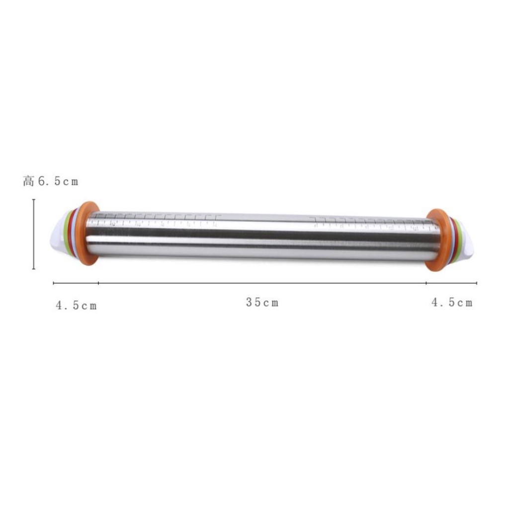 17inch Adjustable Stainless Steel Rolling Pin With Dough Mat Dough Roller with 4 Removable Adjustable Thickness (2455L) - Image 3