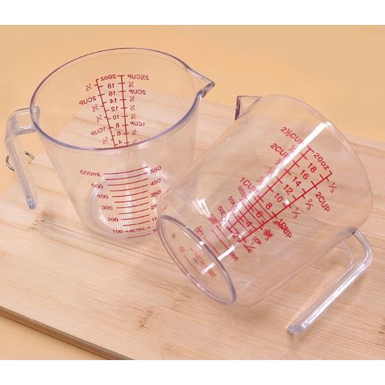 600ml Measuring Cup Transparent Heat Resisting Plastic Milk Water Scale Measuring Jar Microwave Tool for Baking (2474L)
