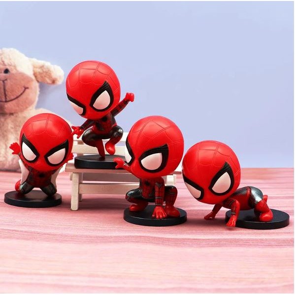 4Pcs/Set Disney Spiderman Anime Action Figure Toy Pvc Cake Decor Doll Collection Model Toy Christmas Gift for Kid(2655L)