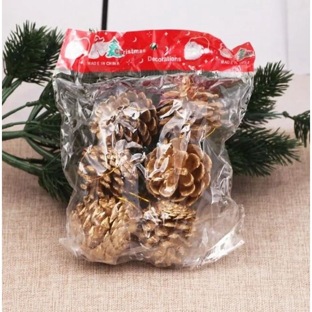 6pcs Artificial Plants Fake Pine Cone Decorative Flowers Wreaths for Home Wedding Decoration Christmas Tree Decor(2028L) - Image 10