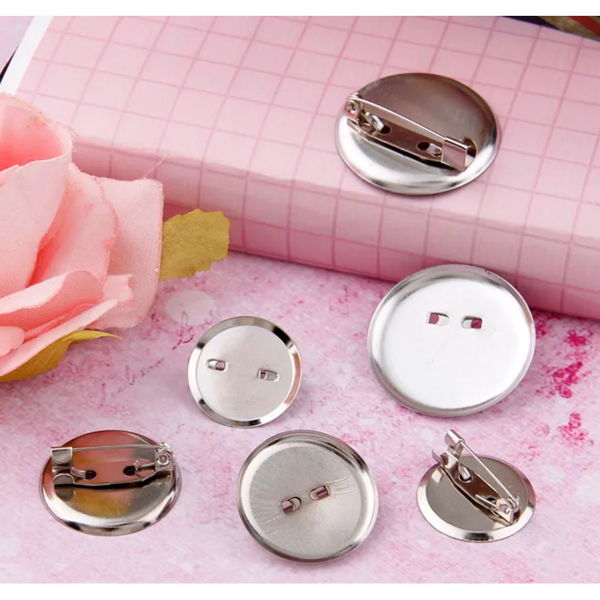 10pcs Metal Brooch Clasps Pin Disk Pad Bezel 2cm~3cm Blanks Cabochon Base Trays with Pin Clip 形金属胸针(340L) - Image 7