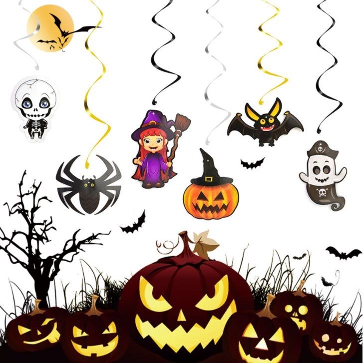 6Pcs Ceiling Hanging Swirl Decoration Halloween Party Decoration Horror House Festival Party Supplies(1481L)